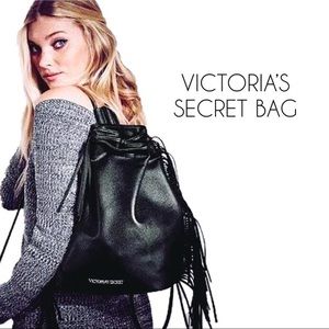 NWT Victoria’s Secret Black Leather Backpack